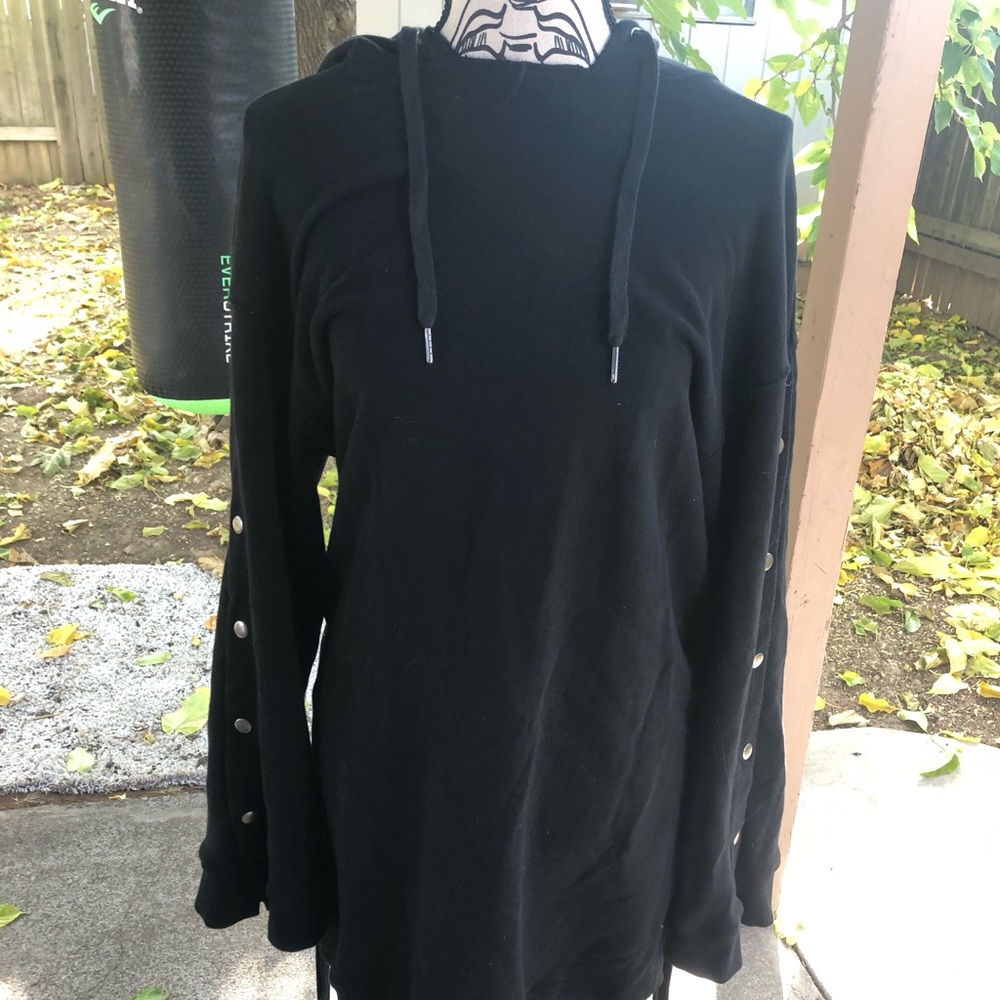 Black long hoodie dress
